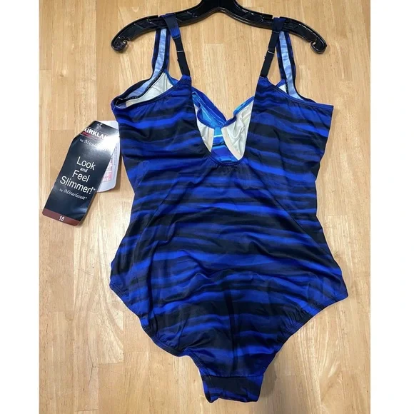 NWT! Miracle Suit Royal Blue, purple, black Misses plus Bathing Suit one piece - Picture 2 of 11